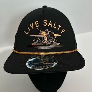 LIVE SALTY Salt Life Black & Yellow Men's Trucker Style Hat SnapBack NWT